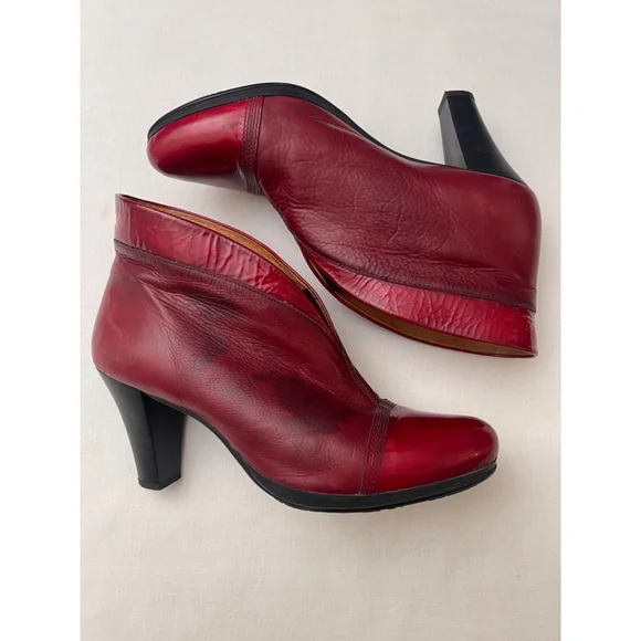 Women's Hispanitas Red Leather Ankle Boots Size 41 EU - Picture 16 of 16